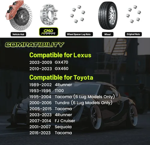 Miniatura 3 de 2 espaciadores de rueda centrados de 1.969 in (2 pulgadas) forjados 6x139.7 (6x5.5) – Compatible con Tacoma 1995–2023, 4Runner 1984–2023, Tundra