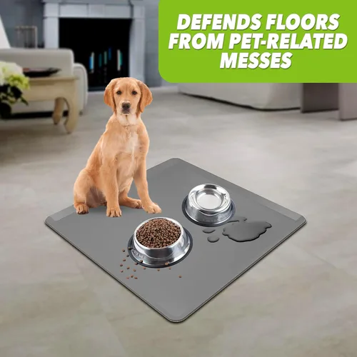 Miniatura 3 de TidyFriend Tapete para Comida de Mascotas - 24" x 24", Bandeja para Mascotas para Comida y Agua, Tapete de Silicona para Perros, Tapete