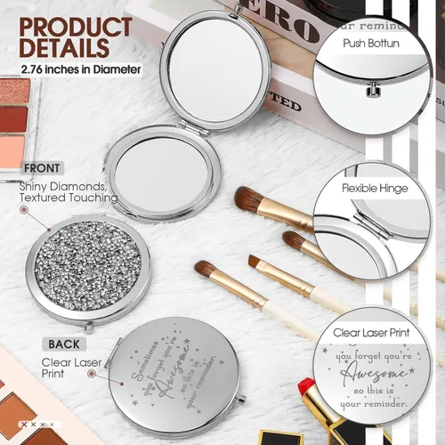 Miniatura 3 de Roowest 10 piezas de espejo compacto de regalos para mujeres, Sometimes You Forget Your Awesome Bulk Apreciation Party Favores para empleados, Blanco