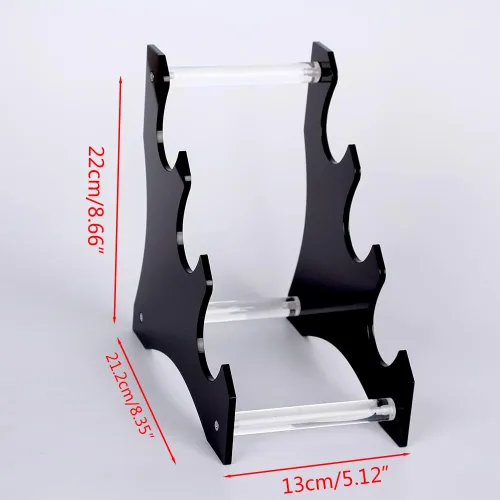 Miniatura 2 de Soporte acrílico para sable de luz de escritorio, estante de exhibición escalonado horizontal de 3 niveles para la mayoría de los sables de luz
