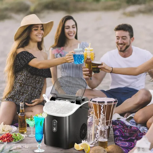 Miniatura 7 de Máquina de hielo para encimera Nugget con hielo de pellets suave masticable, máquina de hielo portátil Pebble, 34 libras por día, autolimpiante