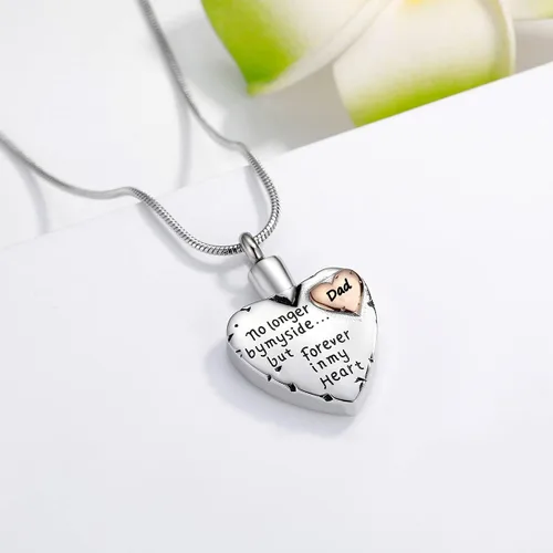 Miniatura 2 de Joyería de cremación para cenizas, collar con colgante de urna no longer By My Side Forever in My Heart para cenizas, abuela, abuelo, mamá, papá