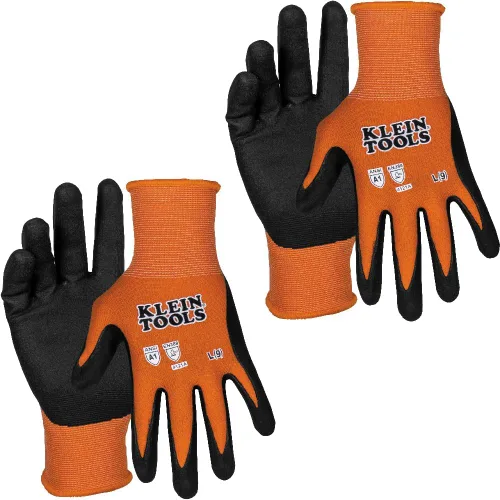 Miniatura 17 de Klein Tools 60582 Guantes de Trabajo, Guantes de Punto Sumergidos Resistentes a Cortes ANSI A1 con Revestimiento de Nitrilo, Nylon-Spandex