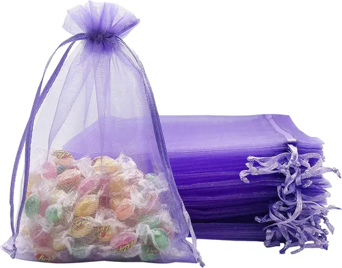 Miniatura 16 de Jexila - 100 bolsas de organza naranja de 5 x 7 pulgadas con cordón para calabazas de Halloween, bolsas de regalo para niños, bolsas de dulces
