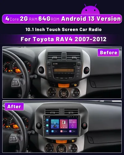 Miniatura 3 de [4+128G] Android 15 Estéreo para automóvil para Toyota RAV4 2007-2012, Hikity 10 pulgadas pantalla táctil en celda RAV4 Radio inalámbrica Carplay