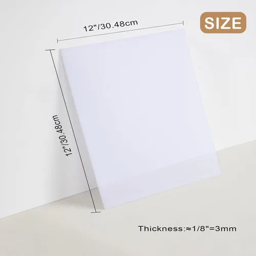 Miniatura 4 de 2 hojas de acrílico blanco lechoso de 12 x 12 pulgadas, acrílico translúcido blanco de 1/8 pulgadas de grosor, plexiglás fundido con papel protector