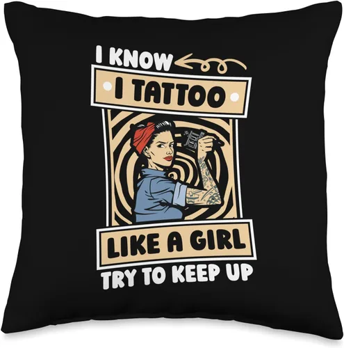Tattoo Artist Gifts & Accessories Tattooist Girl Tattooer Tattoo Artist - Almohada de 16 x 16 pulgadas, multicolor