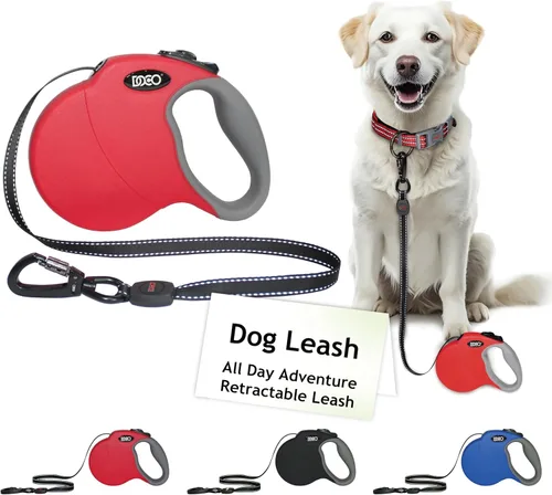 Miniatura 10 de DOCO Correa retráctil para perros pequeños, cinta reflectante con control de parada y bloqueo, cierre giratorio de 360° y correas para perros