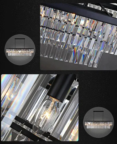 Miniatura 7 de Crytal Chandeliers - Lámpara colgante rectangular negra con cristal K9