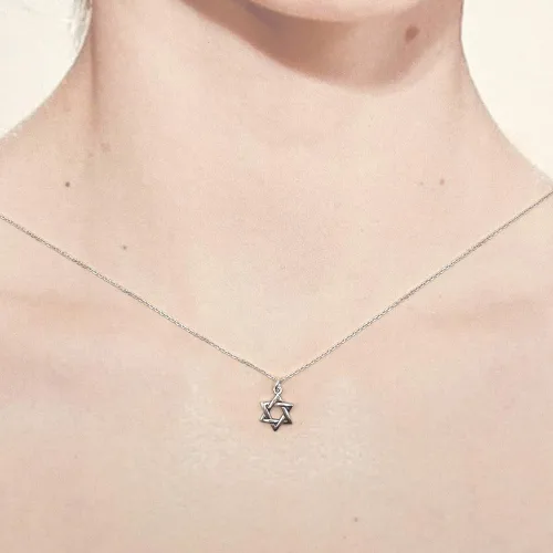 Miniatura 2 de KEVIN N ANNA Collar de plata de ley con dije de estrella de David, 18 pulgadas