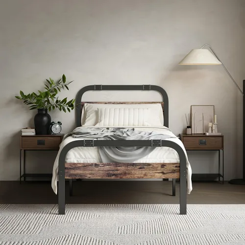Miniatura 10 de ZIYOO Base de cama Queen de 14 pulgadas con cabecero, marco de cama de plataforma resistente, no necesita somier, sin ruido, espacio