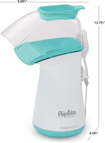 Miniatura 6 de Presto 04869 Popcorn - Taza medidora integrada + mantequilla derretida, fácil de limpiar, envoltura de cable integrada, 18 tazas, aguamarina/blanco