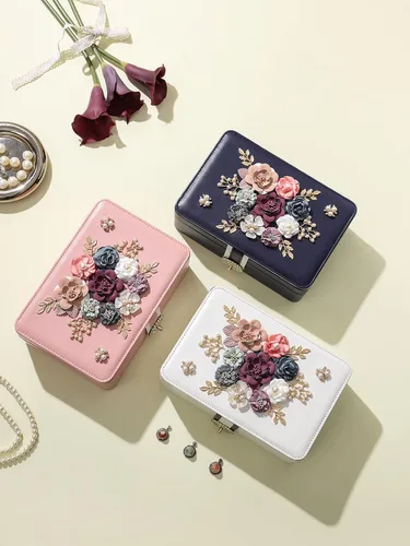 Miniatura 3 de AOSIFIEL Joyero y organizador para mujeres, adolescentes, niños, aretes, joyero con colgador de collar, caja de joyería de pie de piel sintética