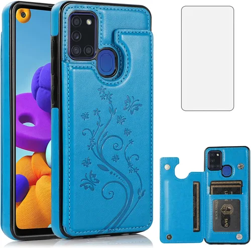 Miniatura 10 de Asuwish Funda de teléfono para Samsung Galaxy A21S con protector de pantalla de vidrio templado y tarjetero con soporte para tarjetero, accesorios