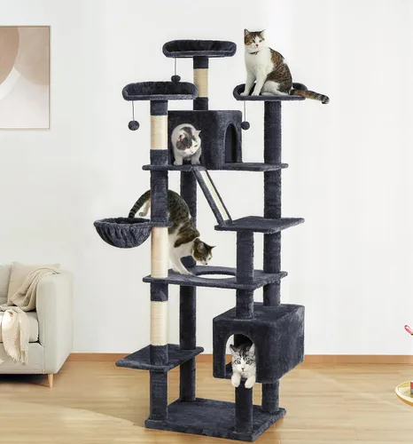 Miniatura 9 de Made4Pets - Árbol alto para gatos, torre de árbol para gatos de interior grande y adulto, torre moderna para gatos con poste rascador, hamaca