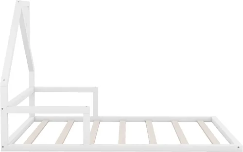 Miniatura 5 de Harper & Bright Designs Cama de suelo de tamaño matrimonial con cabecera en forma de casa, marco de cama Montessori, cama de plataforma, cama