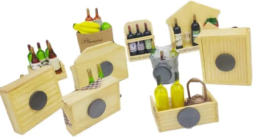 Miniatura 3 de 10 unids/set creativo estereoscópico botella de vino serie nevera imán nevera etiqueta magnética Home Deco imán accesorios de cocina (madera)