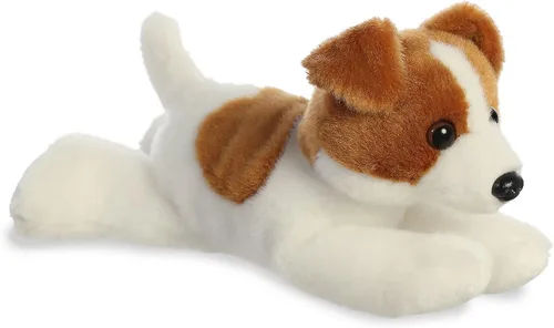 Aurora® - Adorable Mini Flopsie™ perrito Jackie Russell™ - Animal de peluche, facilidad para jugar, compañero eterno - Marrón, 8 pulgadas