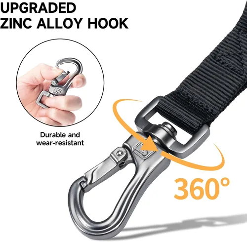 Miniatura 4 de EXCELLENT ELITE SPANKER Correa táctica elástica para perros con bungee, correa militar ajustable de liberación rápida con 2 asas de control (Negro)
