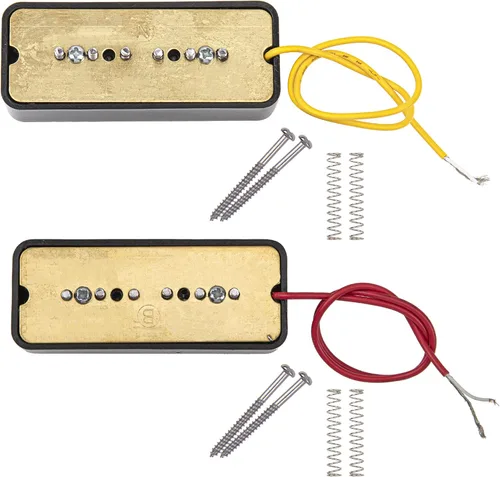 Miniatura 2 de P90 - Juego de pastillas de bobina simple para puente y cuello, compatible con piezas de guitarra eléctrica (negro)