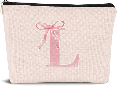 Miniatura 19 de Coquette - Bolsa de maquillaje con lazo, inicial K, regalos personalizados para chicas adolescentes, regalos con monograma lindos y modernos preppy