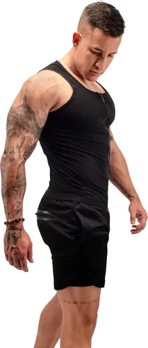 Miniatura 4 de FUXERT Chaleco de sauna para hombre, camiseta sin mangas para entrenamiento, entrenamiento de cintura, chaleco de compresión para mejorar el sudor