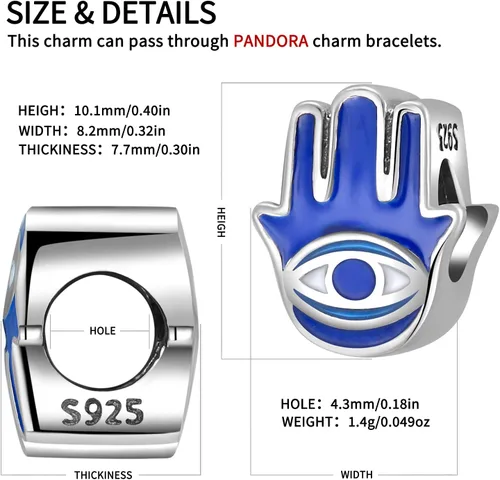 Miniatura 4 de AIEGNOS Dijes contra el mal de ojo de plata de ley 925 para pulsera y collar