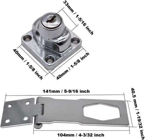 Miniatura 2 de 2 cerraduras de cerrojo con llave de 4 "x 1-5/8" pestillo de seguridad cerradura de puerta con llave