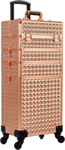 Miniatura 14 de AROUS Estuche de maquillaje rodante 5 en 1, estuche de cosmetología con ruedas, organizador cosmético grande, carro de viaje para estilista