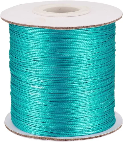 Miniatura 18 de Cheriswelry 90 yardas/rollo de 0.079 pulgadas, cordón encerado negro de poliéster coreano, joyería de cuentas, hilos para manualidades, cuerda
