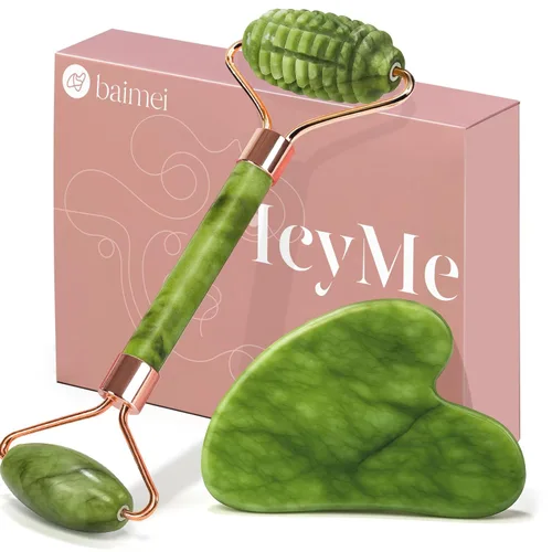 Miniatura 12 de BAIMEI IcyMe - Rodillo de jade y Gua Sha, rodillo facial para reducir el enrojecimiento de la piel, cuidado personal para hombres y mujeres, Rosa