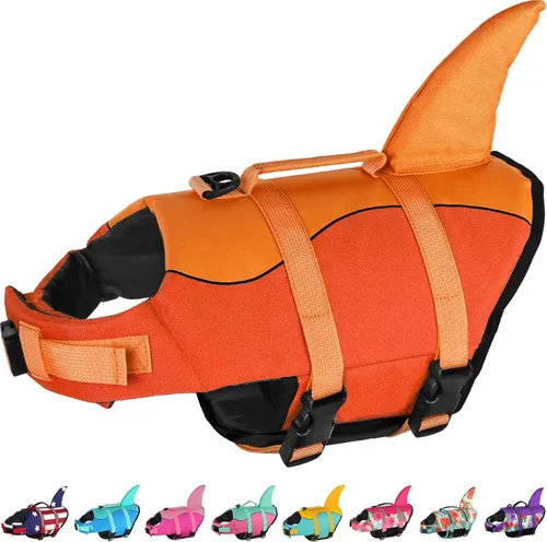 Miniatura 9 de Dogcheer Chaleco salvavidas para perros Tiburón, Chaleco salvavidas ajustable para perros para natación y navegación con flotabilidad superior y asa