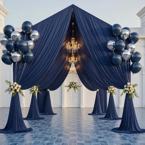 Miniatura 31 de 2 paneles de 5 pies de ancho x 20 pies de alto, cortinas de techo marrones para fiestas de boda – 20 pies extra largas de poliéster grueso sin