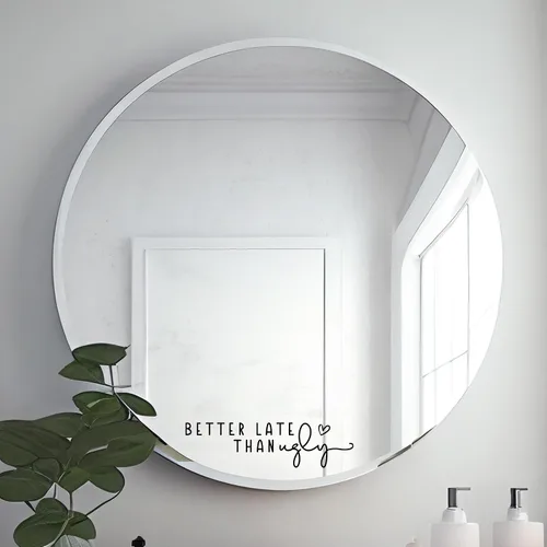 Miniatura 2 de 2 calcomanías de espejo con texto en inglés "Better Late Than Fe", calcomanías de espejo para pared, decoración de habitación de niña, decoración