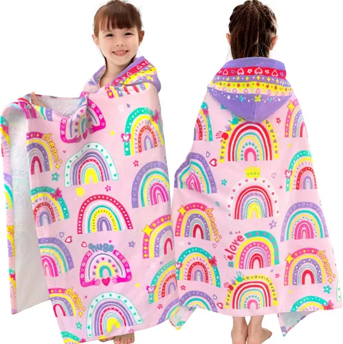Miniatura 24 de VOOVA & MOVAS Toalla de playa con capucha para niños de 3 a 8 años, 30 x 50 pulgadas, suave, gruesa, grande, 100% algodón, absorbente para playa