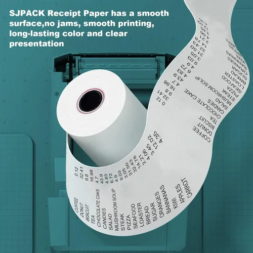 Miniatura 3 de SJPACK Rollo de papel térmico de 2-1/4" x 50'-200 paquetes de papel de recibo POS, adecuado para cajas registradoras, terminales de tarjetas
