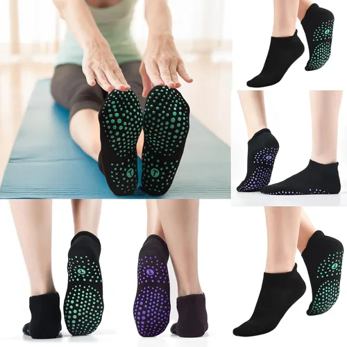 Miniatura 3 de Calcetines de agarre para pilates, yoga, hospital, barra, calcetines deportivos acolchados para mujer, antideslizantes, regalos de 2 a 4 pares