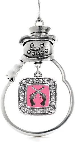 Miniatura 166 de Inspired Silver - Adorno de rodillo de reina - Adorno cuadrado de plata con muñeco de nieve con joyas de circonita cúbica