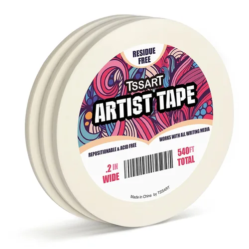 Paquete de 3 cintas blancas para artistas, cinta adhesiva para dibujar, acuarela, pintura, lienzo, enmarcado, sin ácidos, 0.2 pulgadas de ancho y