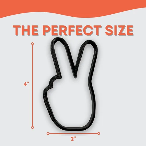 Miniatura 2 de Peace Sign Fingers - Cortador de galletas con diseño de fácil empuje (4 pulgadas)