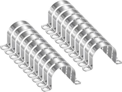 Miniatura 83 de HARFINGTON 10 abrazaderas de conducto de 5/16 pulgadas y 0.315 in, abrazadera de tubo M8 U, correa de tubo rígida de acero inoxidable, soporte