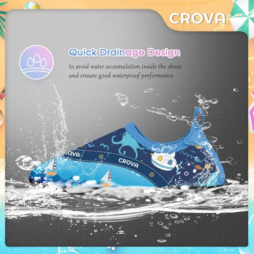 Miniatura 6 de CROVA Zapatos de agua para niños pequeños, calcetines acuáticos de secado rápido, antideslizantes, zapatos deportivos para niños y niñas pequeños