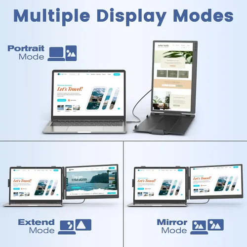 Miniatura 4 de domyfan Extensor de pantalla para laptop de 14 pulgadas, ultrafino FHD 1080P IPS Extensor de monitor portátil dual para portátiles de 13 a 17