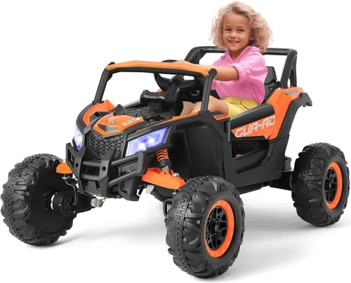 JOYLDIAS Vehículo eléctrico todoterreno 4WD con batería de 12 V para niños, vehículo eléctrico 4x4 con 4 potentes motores, control remoto de 2.4 G,