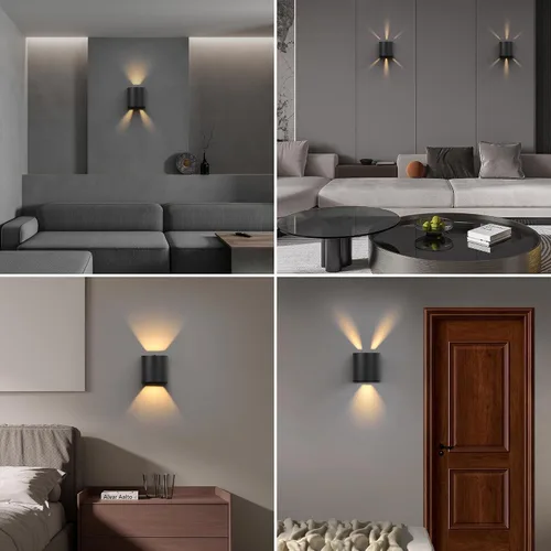 Miniatura 6 de LUTEC Paquete de 2 lámparas de pared LED ascendentes y descendentes ajustables, lámpara de pared moderna de aluminio resistente a la oxidación