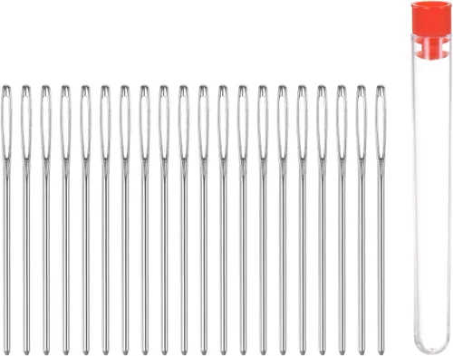 Miniatura 9 de HARFINGTON 20 agujas de coser romas grandes de 0.049 in de diámetro, agujas de acero inoxidable para tapicería, agujas de tejer con tubo de Tono