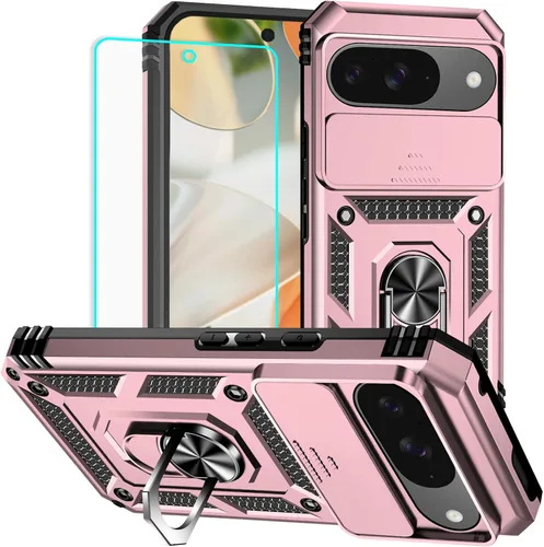 Miniatura 15 de HNHYGETE Funda para Pixel 6a con protector de pantalla HD, soporte giratorio de grado militar de 360° (resistente) a prueba de golpes para Google
