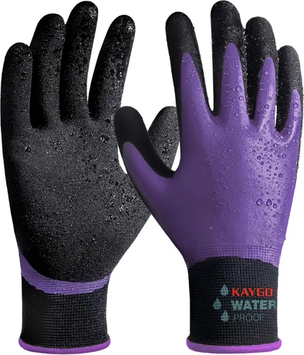 Miniatura 21 de KAYGO Guantes de trabajo impermeables para hombres y mujeres, guantes de trabajo recubiertos de goma antideslizantes para jardín, construcción al