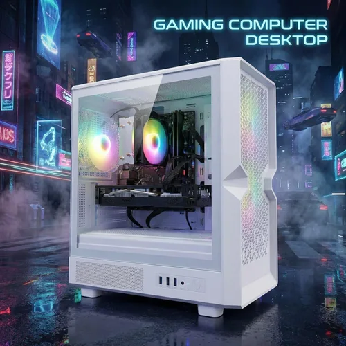 Miniatura 4 de STGAubron Computadora de escritorio para videojuegos, Intel Core i5 hasta 3.6G, Radeon RX 590 8G, 16 GB de RAM, SSD de 1 TB, WiFi 6, BT 5.0, Blanco
