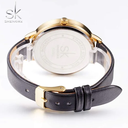 Miniatura 4 de SK - Reloj de pulsera para mujer, correa de piel, de cuarzo, reloj de lujo japonés de cuarzo.